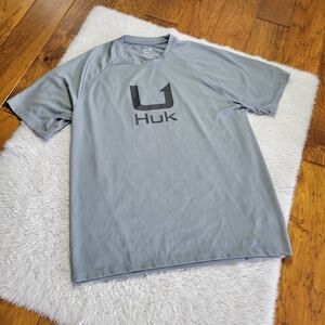 Huk Fishing Short Sleeve Technical Shirt Men's Large Gray Mesh Lightweight